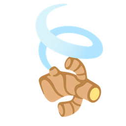 ginger root and leaf fluttering in wind