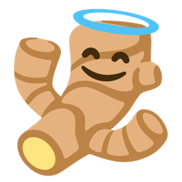 Ginger root and Smiling face with halo