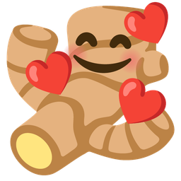 Ginger root and Smiling face with hearts