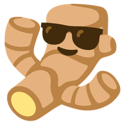 ginger root and smiling face with sunglasses