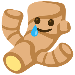 Ginger root and Smiling face with tear