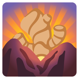 ginger root and sunrise over mountains