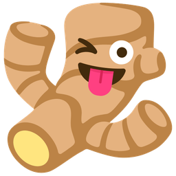 Ginger root and Winking face with tongue