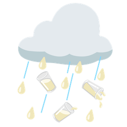 Glass of milk and Cloud with rain
