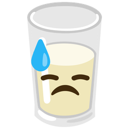Glass of milk and Downcast face with sweat
