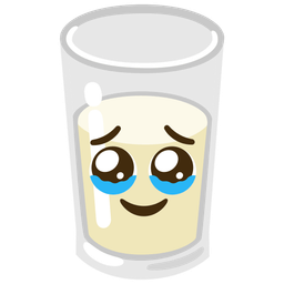 Glass of milk and Face holding back tears