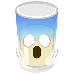 Glass of milk and Face screaming in fear