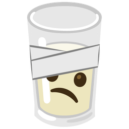 Glass of milk and Face with head-bandage