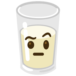 Glass of milk and Face with raised eyebrow