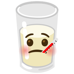 Glass of milk and Face with thermometer