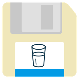 Glass of milk and Floppy disk