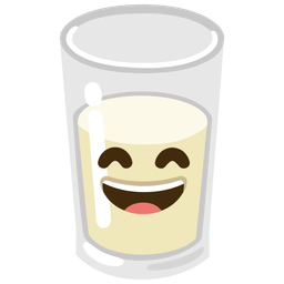 Glass of milk and Grinning face with smiling eyes