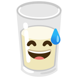 Glass of milk and Grinning face with sweat