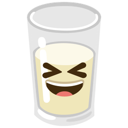 Glass of milk and Grinning squinting face