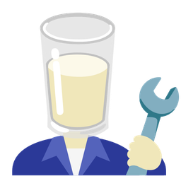 Glass of milk and Hammer and wrench