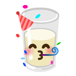 Glass of milk and Partying face