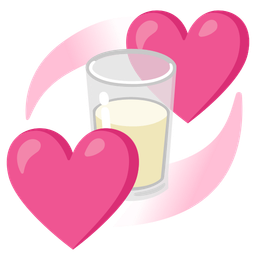 Glass of milk and Revolving hearts