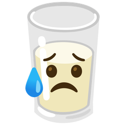 Glass of milk and Sad but relieved face