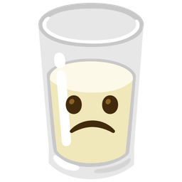 Glass of milk and Slightly frowning face