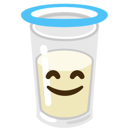 Glass of milk and Smiling face with halo