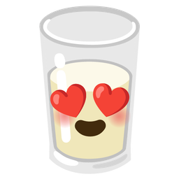 Glass of milk and Smiling face with heart-eyes