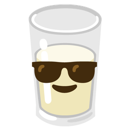 Glass of milk and Smiling face with sunglasses