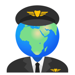 Globe showing Europe-Africa and Airplane