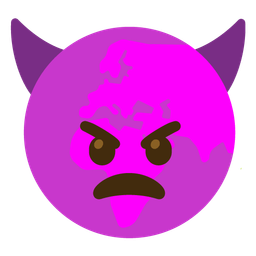 Globe showing Europe-Africa and Angry face with horns