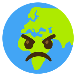 Globe showing Europe-Africa and Angry face