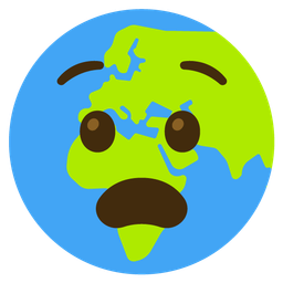 Globe showing Europe-Africa and Anguished face