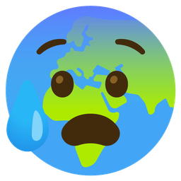 Globe showing Europe-Africa and Anxious face with sweat