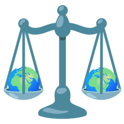 Globe showing Europe-Africa and Balance scale