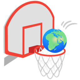 Globe showing Europe-Africa and Basketball