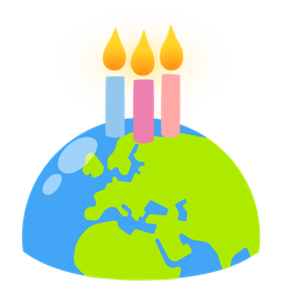 Globe showing Europe-Africa and Birthday cake