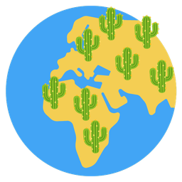 Globe showing Europe-Africa and Cactus