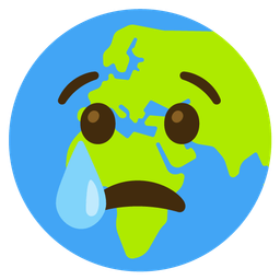 Globe showing Europe-Africa and Crying face