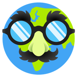 Globe showing Europe-Africa and Disguised face