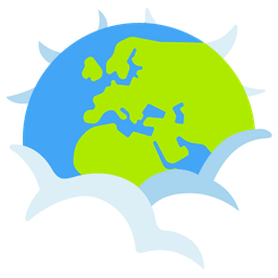 Globe showing Europe-Africa and Face in clouds