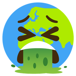 Globe showing Europe-Africa and Face vomiting