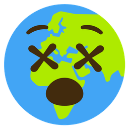 Globe showing Europe-Africa and Face with crossed-out eyes