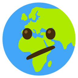 Globe showing Europe-Africa and Face with diagonal mouth