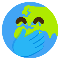 Globe showing Europe-Africa and Face with hand over mouth