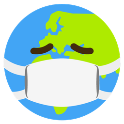 Globe showing Europe-Africa and Face with medical mask