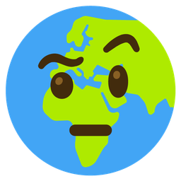 Globe showing Europe-Africa and Face with raised eyebrow