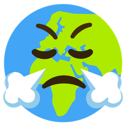 Globe showing Europe-Africa and Face with steam from nose