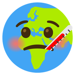 Globe showing Europe-Africa and Face with thermometer