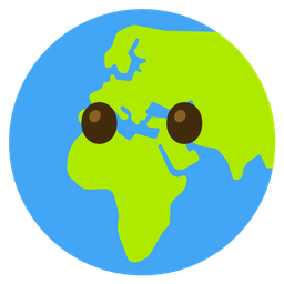 Globe showing Europe-Africa and Face without mouth