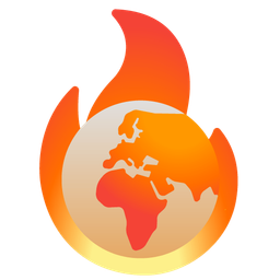 Globe showing Europe-Africa and Fire