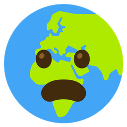 Globe showing Europe-Africa and Frowning face with open mouth