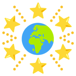 Globe showing Europe-Africa and Glowing star